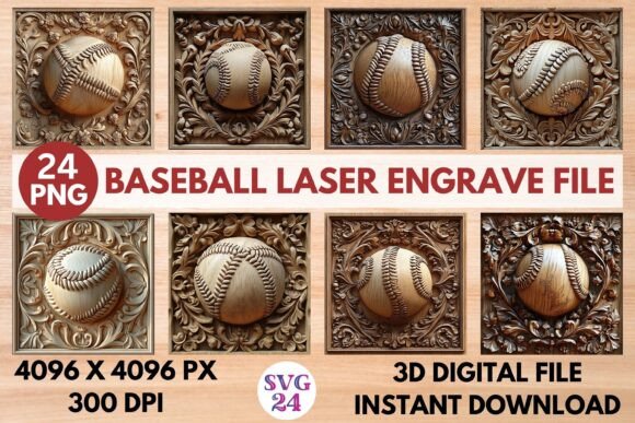 Baseball Laser Engrave File: Stunning 3D Designs