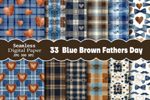 Blue Brown Fathers Day Digital Paper