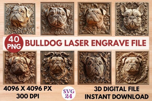 Bulldog Laser Engrave File: Stunning 3D Designs for Your Projects