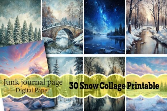 Discover Creative Magic with Snow Collage Printable Journal Pages