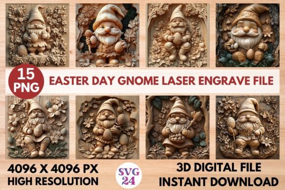 Easter Day Gnome Laser Engrave File: 3D Ready Designs