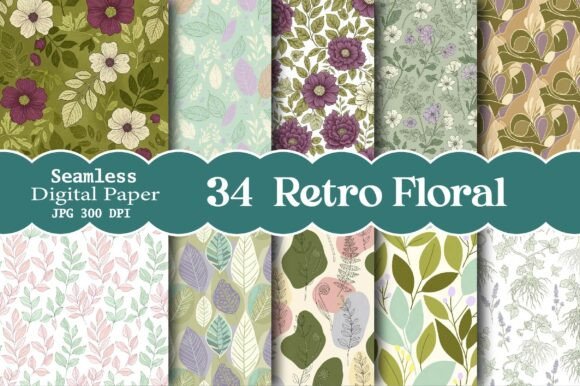 Enchanting Retro Floral Seamless Digital Papers