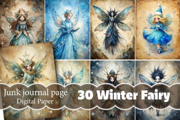 Enchanting Winter Fairy Junk Journal Pages for Crafting