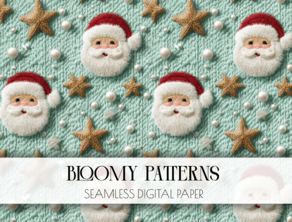 Festive Digital Paper: Latch Hook Yarn Faux Christmas Patterns