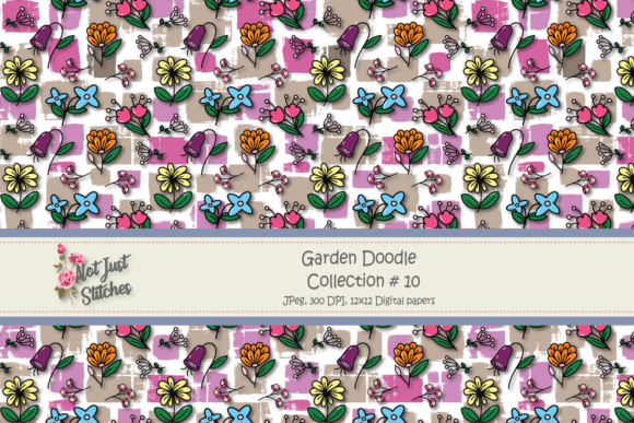 Garden Doodles Collection #10: Fun Floral Digital Papers