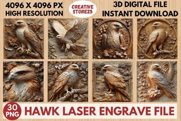 Hawk Laser Engrave File: Precision Art for Your Projects