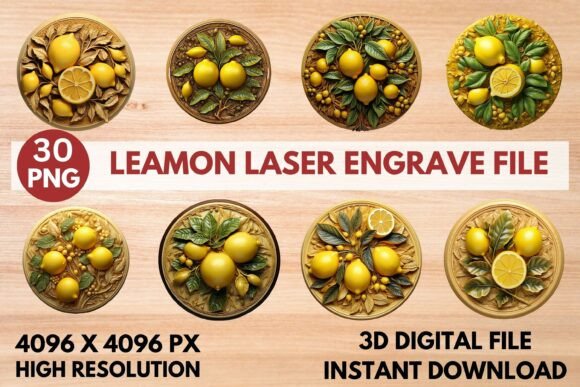 Leamon Laser Engrave File: Stunning 3D PNG Designs