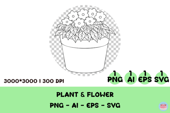 Lush Blooming Flower Line Art Clipart for Creative Designs