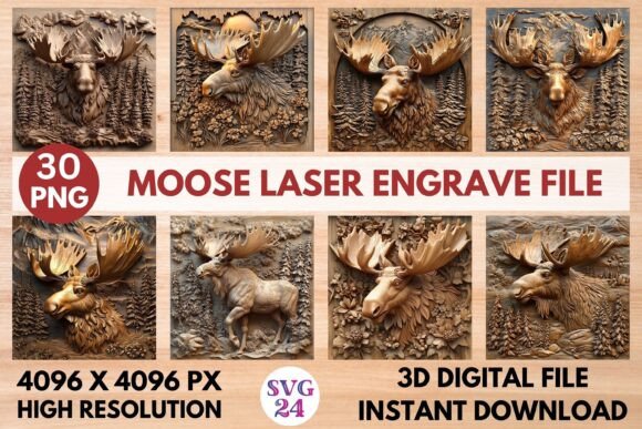 Moose Laser Engrave File: High-Resolution PNG for Your Projects