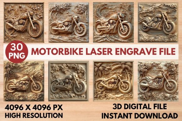 Motorbike Laser Engrave File: Premium Design for Engraving