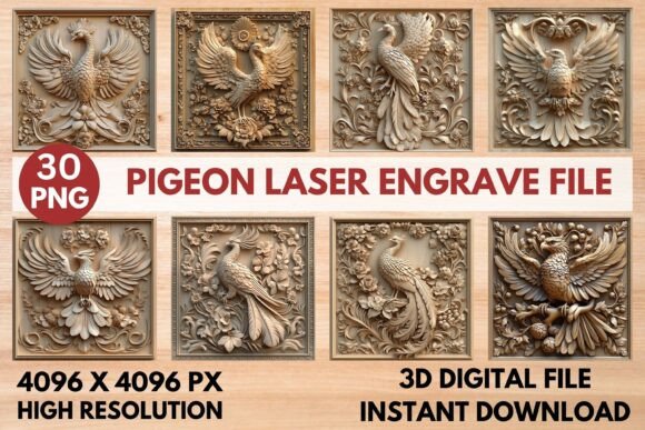 Pigeon Laser Engrave File: Premium Design for Your Projects