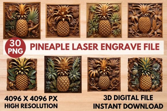 Pineapple Laser Engrave Files: 3D Ready-To-Print Designs