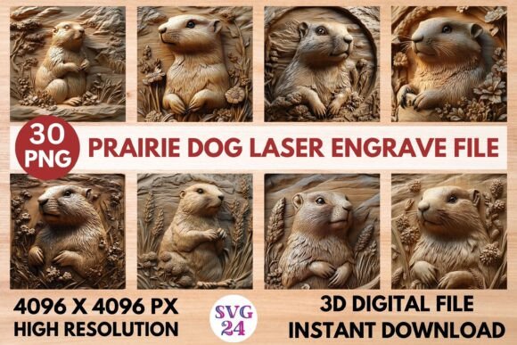 Prairie Dog Laser Engrave File: A Detailed 3D PNG Design
