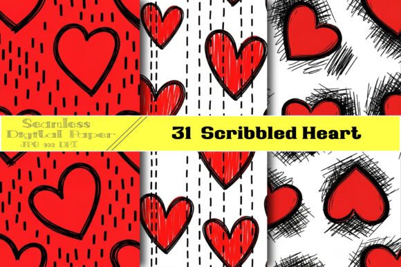 Scribbled Heart Digital Pattern: Versatile Design for Creatives