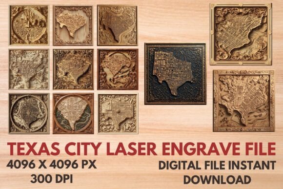 Texas City Laser Engrave File: Amazing 3D Ready-To-Print Designs