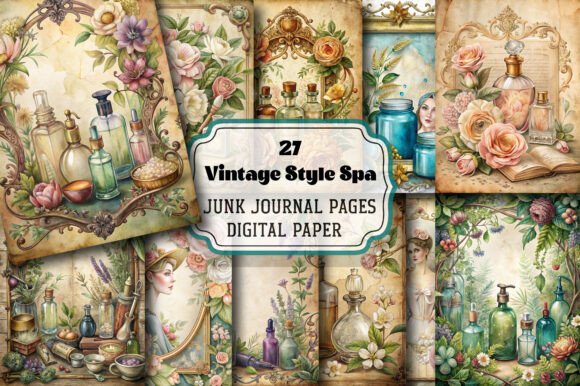 Timeless Elegance: Vintage Spa Junk Journal Pages