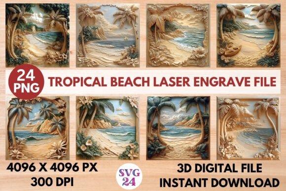 Tropical Beach Laser Engrave File