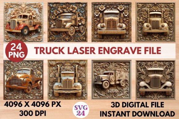 Truck Laser Engrave File: Your 3D Design Asset